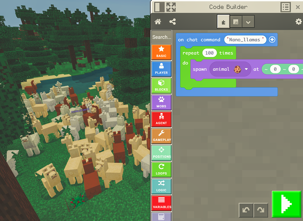 Code Builder in Minecraft Education – Minecraft Education